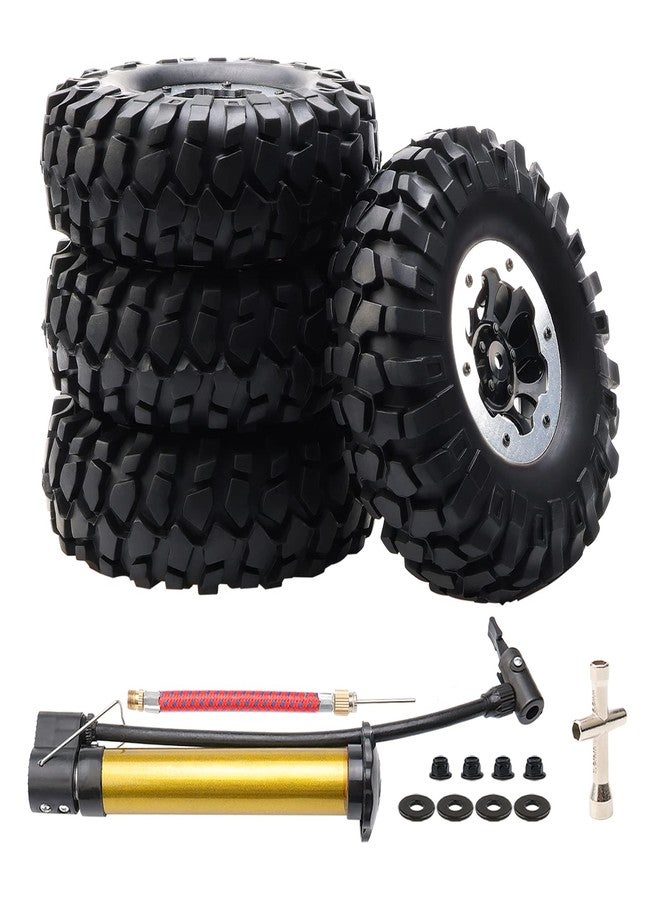 Rchobbytop 4-Pack 1.9 Inch OD 108mm Tires and 12mm Drive Hex Wheel Rims for 1/10 RC Rock Crawler Short Course Truck Traxxas Slash 4x4 VXL VKAR Redcat SCX10 CC01 RC4WD D90 - Image 1